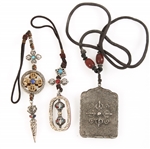 TIBETAN AMULET PENDANTS - VAJRA DORJE, PHURBA, BUDDHA