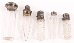 EARLY 20TH C. STERLING CAPPED PERFUME VIALS - LOT OF 5