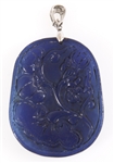 CHINESE CARVED BLUE DYED JADE DRAGON PENDANT