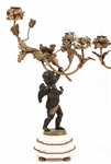 PAIR OF BRONZE WINGED CHERUB CANDELABRA