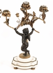 PAIR OF BRONZE WINGED CHERUB CANDELABRA