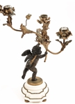 PAIR OF BRONZE WINGED CHERUB CANDELABRA