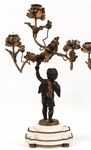PAIR OF BRONZE WINGED CHERUB CANDELABRA