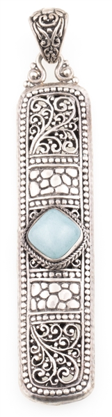 SARDA STERLING SILVER AQUAMARINE LONG PENDANT