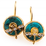VERMEIL STERLING ARTS & CRAFTS STYLE DRAGONFLY EARRINGS
