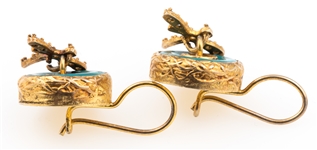 VERMEIL STERLING ARTS & CRAFTS STYLE DRAGONFLY EARRINGS