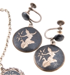 WOMEN'S STERLING SILVER SIAM EARRINGS, BROOCH, NECKLACE