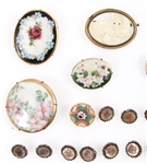 BROOCHES & BUTTONS - HAND PAINTED, MIRCO MOSAIC, CAMEO