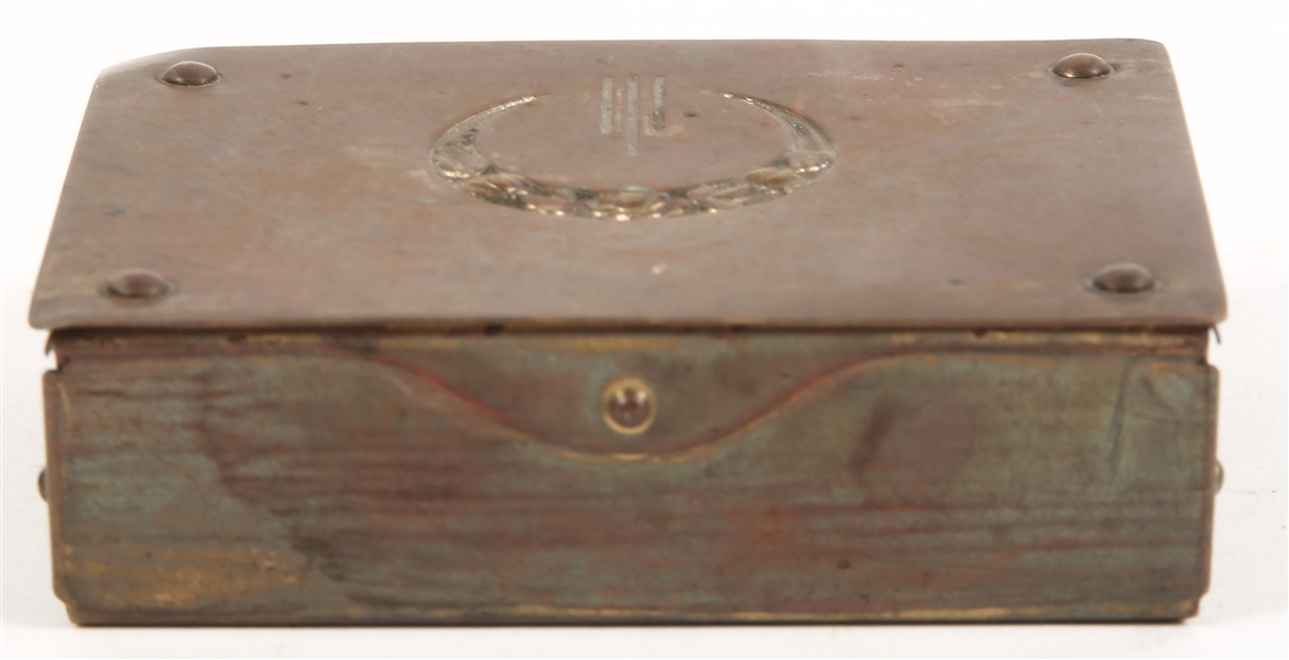 GES. GESCH BRASS BOX WITH FLORAL CRESCENT