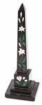 FLORAL PIETRA DURA BLACK OBELISK
