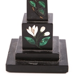 FLORAL PIETRA DURA BLACK OBELISK