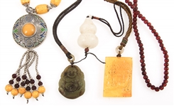CHINESE COSTUME JEWELRY NECKLACE & PENDANTS - LOT OF 4