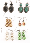 COSTUME JEWELRY EARRINGS & TIGER'S EYE PENDANTS