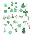 COSTUME JEWELRY DYED JADE PENDANTS & CHARMS - LOT OF 30