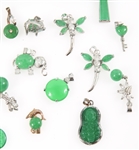 COSTUME JEWELRY DYED JADE PENDANTS & CHARMS - LOT OF 30