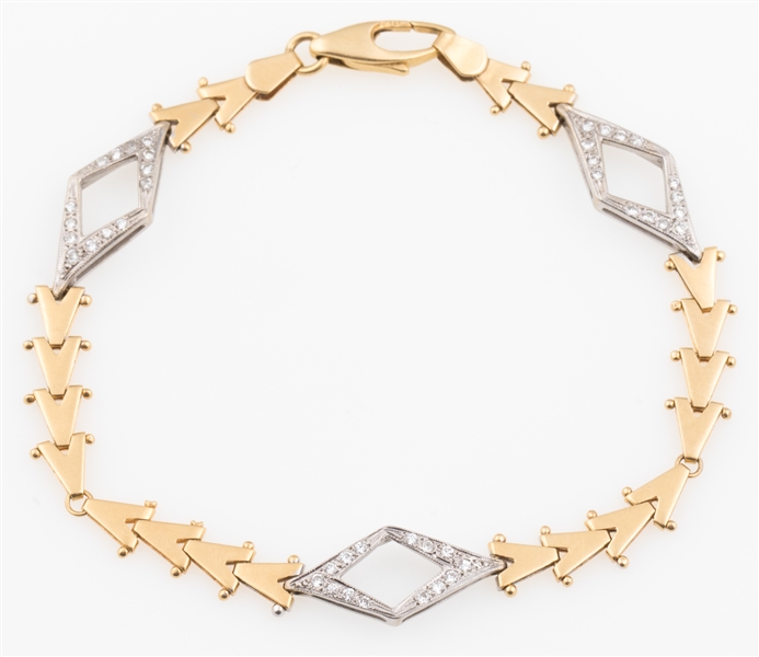 14K YELLOW & WHITE GOLD DIAMOND BRACELET