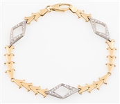 14K YELLOW & WHITE GOLD DIAMOND BRACELET