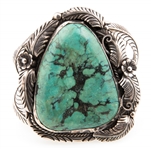 NATIVE AMERICAN STERLING TURQUOISE CUFF BRACELET-MARKED