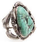 NATIVE AMERICAN STERLING TURQUOISE CUFF BRACELET-MARKED
