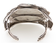 NATIVE AMERICAN STERLING TURQUOISE CUFF BRACELET-MARKED
