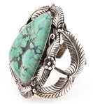 NATIVE AMERICAN STERLING TURQUOISE CUFF BRACELET-MARKED