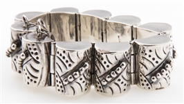 MEXICO STERLING SILVER DOME LINK BRACELET