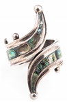 TAXCO STERLING SILVER & ABALONE SHELL HINGED CUFF