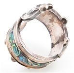 TAXCO STERLING SILVER & ABALONE SHELL HINGED CUFF