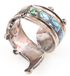 TAXCO STERLING SILVER & ABALONE SHELL HINGED CUFF