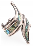 TAXCO STERLING SILVER & ABALONE SHELL HINGED CUFF