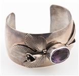 CAROL FELLEY STERLING SILVER & AMETHYST CUFF BRACELET