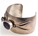 CAROL FELLEY STERLING SILVER & AMETHYST CUFF BRACELET