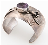 CAROL FELLEY STERLING SILVER & AMETHYST CUFF BRACELET