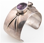 CAROL FELLEY STERLING SILVER & AMETHYST CUFF BRACELET
