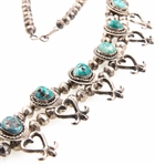 STERLING SILVER TURQUOISE SQUASH BLOSSOM NECKLACE