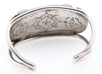 NATIVE AMERICAN STERLING TURQUOISE PEARL CUFF BRACELET