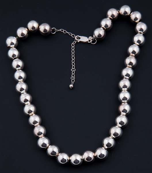 STERLING SILVER BEADED NECKLACE