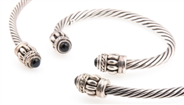 STERLING SILVER & ONYX NECKLACE & CUFF BRACELET SET