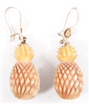 14K YELLOW GOLD TAGUA NUT PINEAPPLE EARRINGS