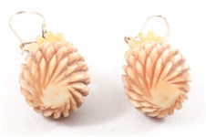 14K YELLOW GOLD TAGUA NUT PINEAPPLE EARRINGS