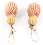 14K YELLOW GOLD TAGUA NUT PINEAPPLE EARRINGS