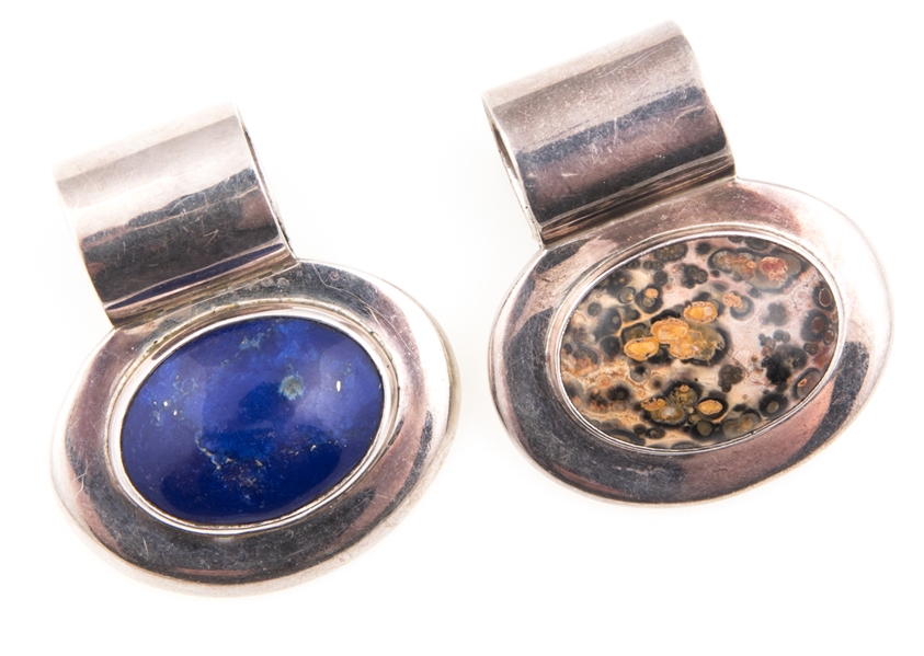 TAXCO STERLING SILVER PENDANTS - JASPER & LAPIS LAZULI