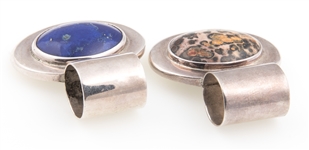 TAXCO STERLING SILVER PENDANTS - JASPER & LAPIS LAZULI