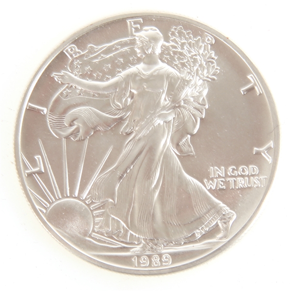 1989 AMERICAN SILVER EAGLE ONE OUNCE COIN UNC.