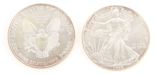 1996 AMERICAN SILVER EAGLE ONE OUNCE COINS UNC.