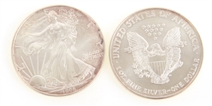 1996 AMERICAN SILVER EAGLE ONE OUNCE COINS UNC.