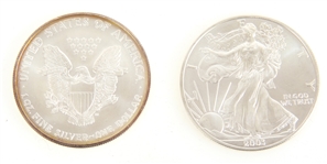 2003 AMERICAN SILVER EAGLE ONE OUNCE COINS UNC.