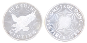 SUNSHINE MINTING EAGLE ONE OZ. SILVER ROUNDS - LOT OF 2