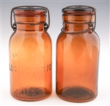 QUART SIZE LIGHTNING FRUIT JARS WITH LIDS - LOT OF 2