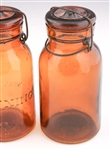 QUART SIZE LIGHTNING FRUIT JARS WITH LIDS - LOT OF 2
